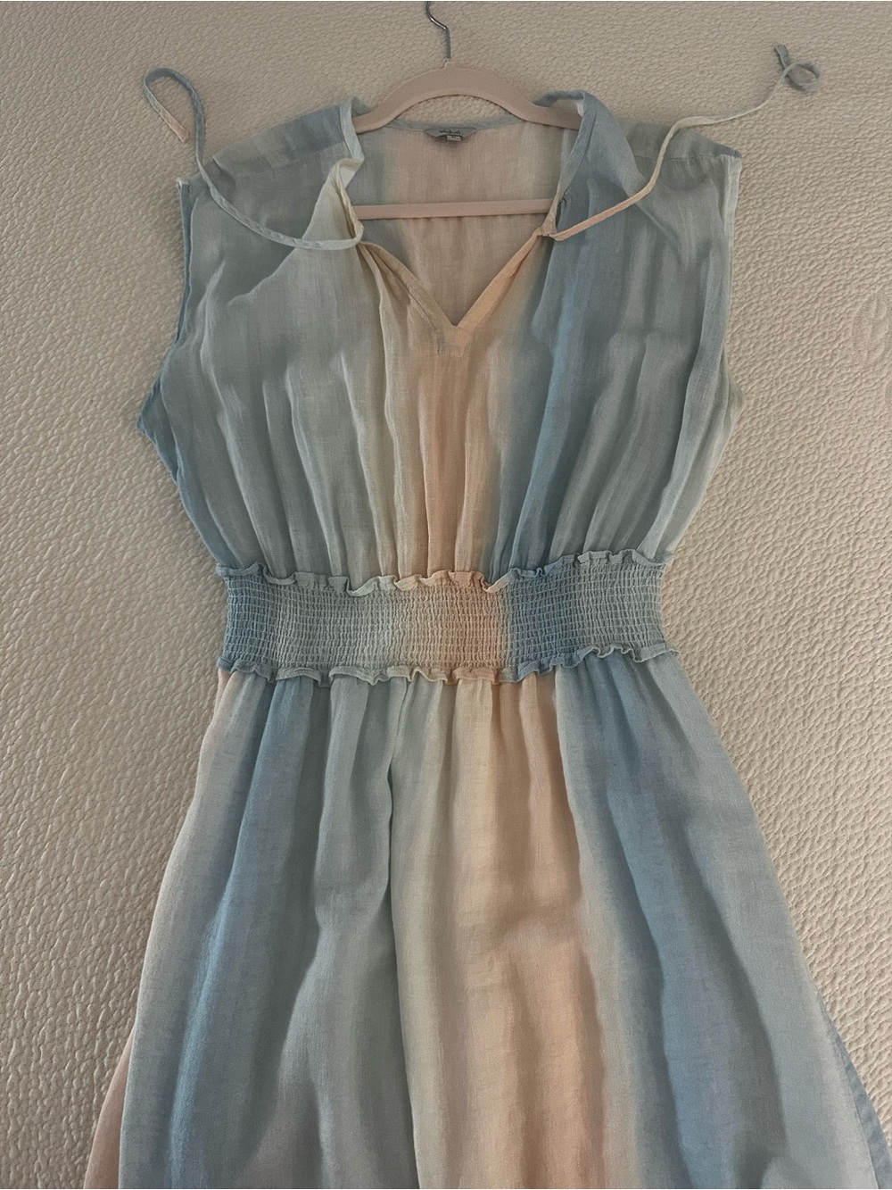 Rails pastel Blue & Cream Smocked Waist Dress